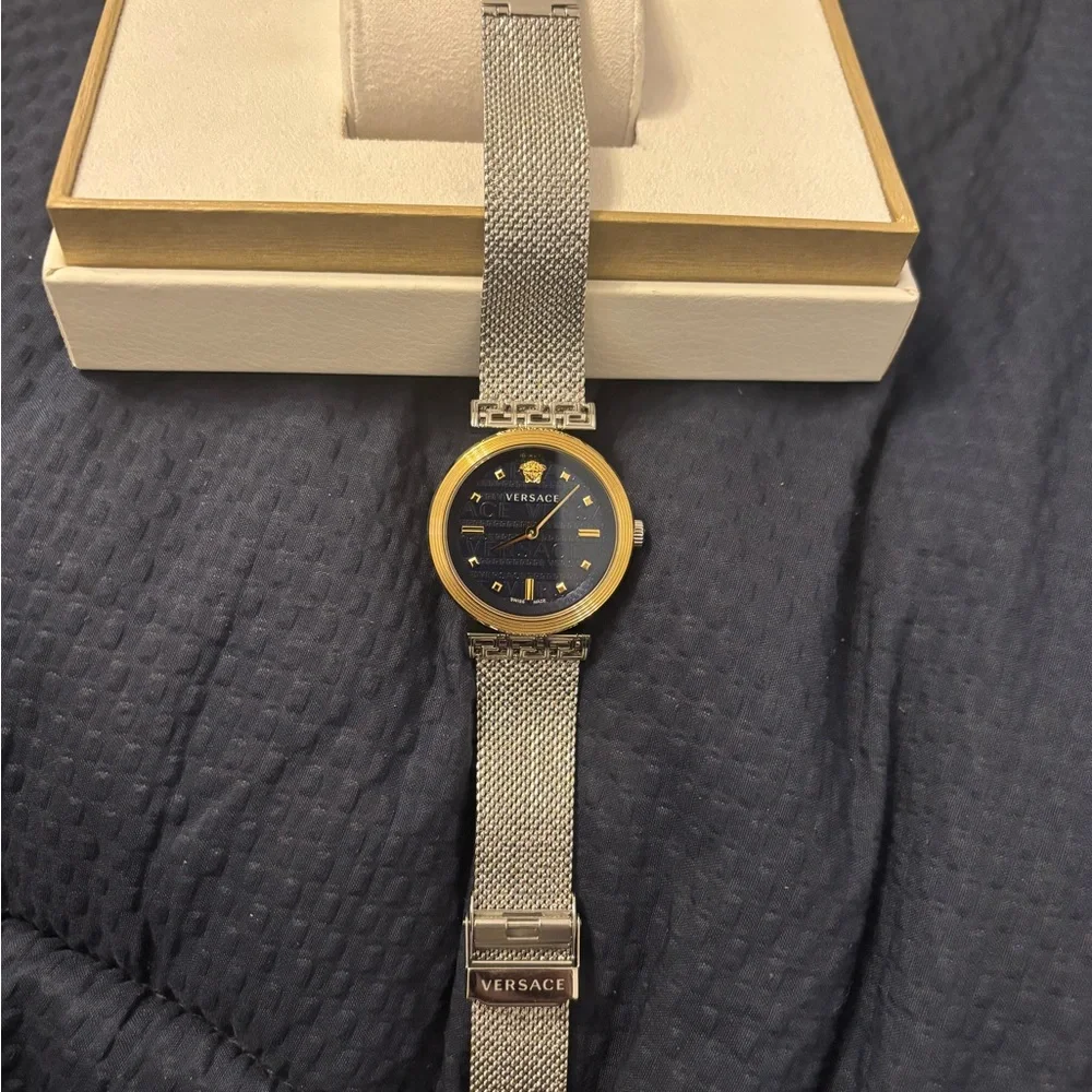Versace women’s Gold and Silver Mesh Watch new with box